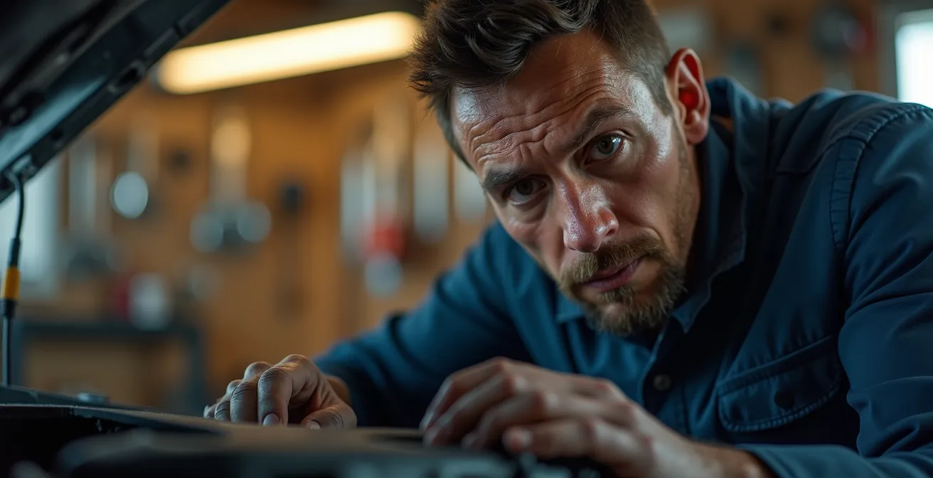 Mécanicien indépendant travaillant sur un moteur avec des outils professionnels