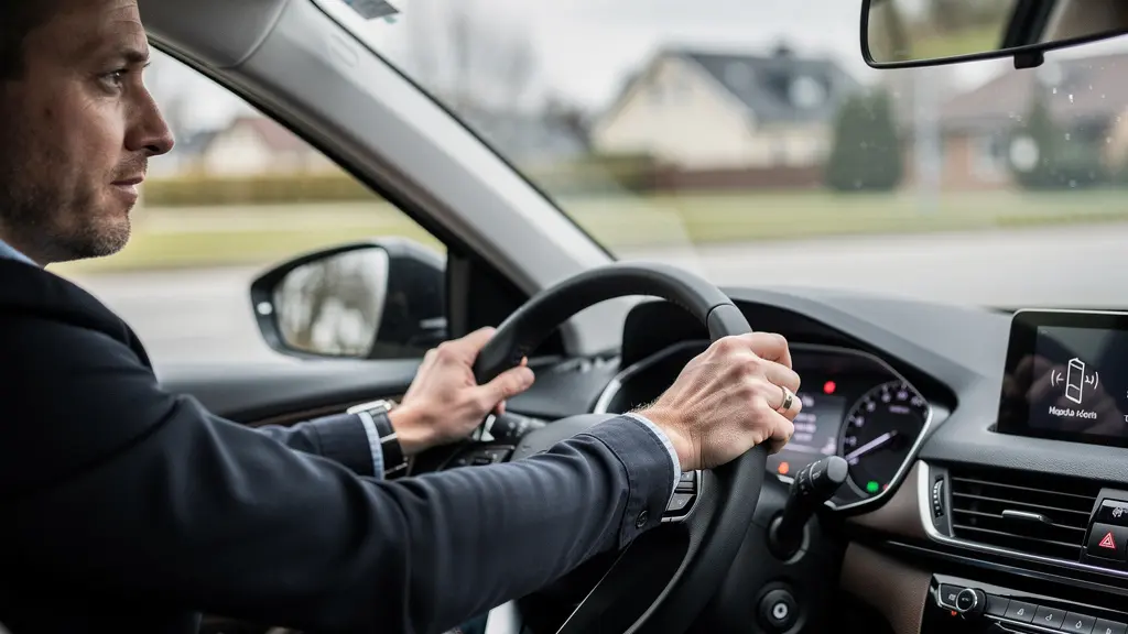 Conducteur au volant véhicule occasion trajet quotidien